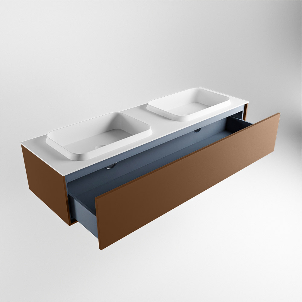 MONDIAZ ERIN 150cm mueble de baño color Rust 1 cajón. Lavabo RIDGE Doble 2 orificios color Talc. 6 MONDIAZ ERIN 150cm mueble de baño color Rust 1 cajón. Lavabo RIDGE Doble 2 orificios color Talc. - Imagen 6