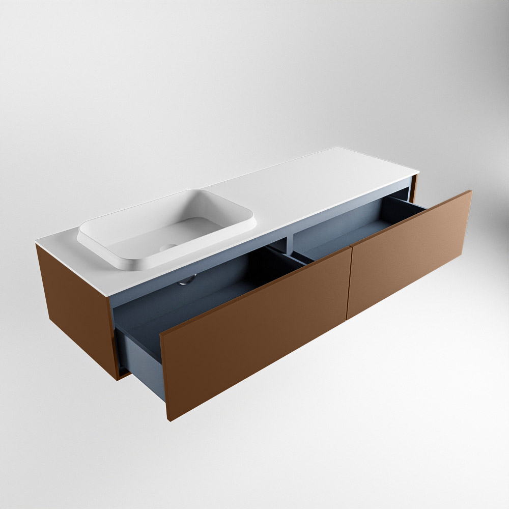 MONDIAZ ERIN 150cm mueble de baño color Rust 2 cajones. Lavabo RIDGE Izquierda 1 orificio color Talc. 6 MONDIAZ ERIN 150cm mueble de baño color Rust 2 cajones. Lavabo RIDGE Izquierda 1 orificio color Talc. - Imagen 6