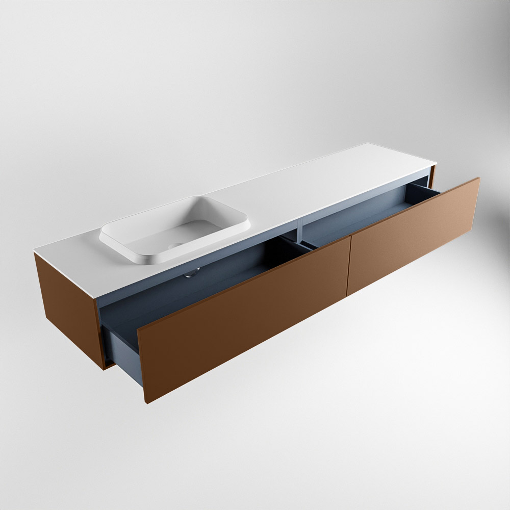MONDIAZ ERIN 200cm mueble de baño color Rust 2 cajones. Lavabo RIDGE Izquierda 1 orificio color Talc. 6 MONDIAZ ERIN 200cm mueble de baño color Rust 2 cajones. Lavabo RIDGE Izquierda 1 orificio color Talc. - Imagen 6
