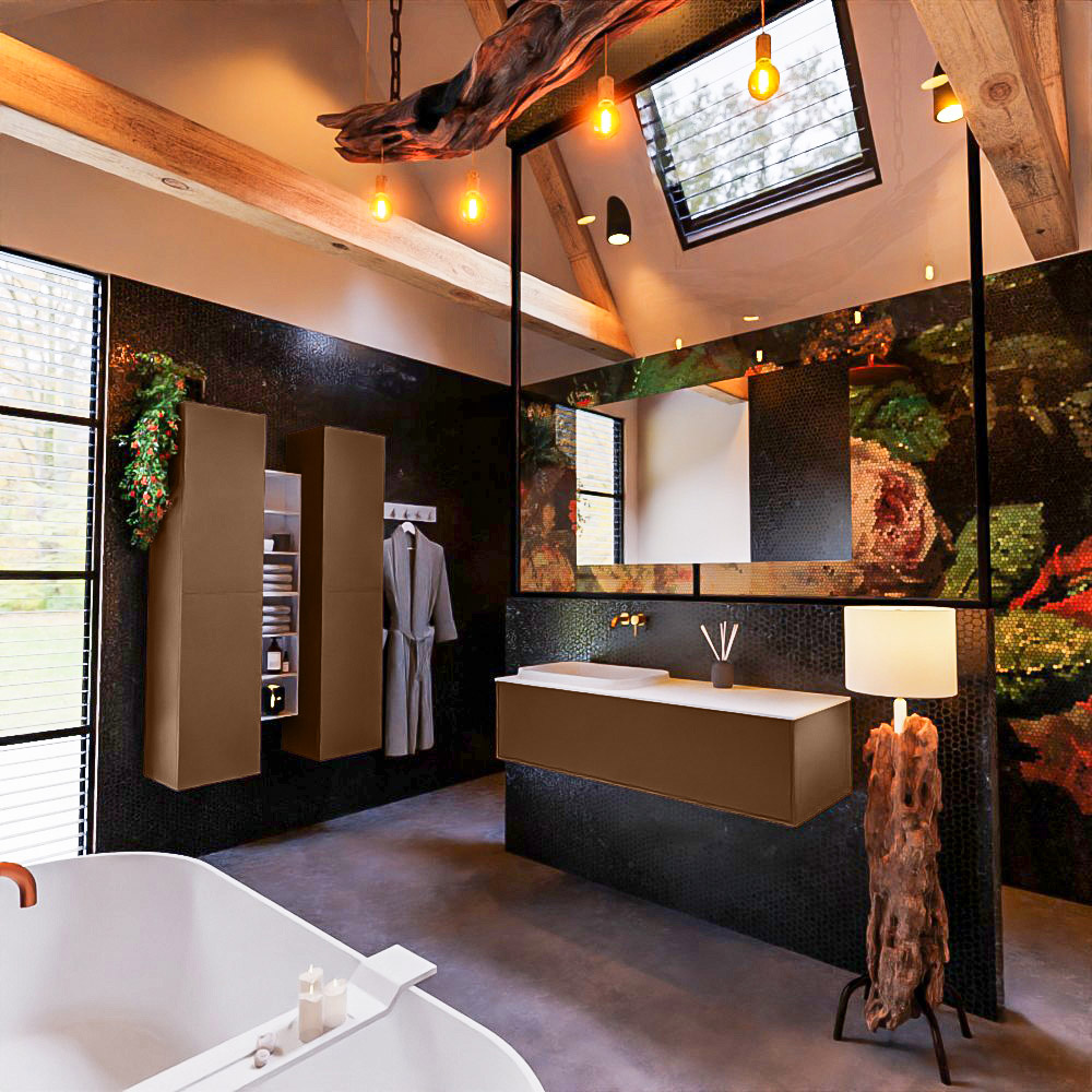 MONDIAZ ERIN 120cm mueble de baño color Rust 1 cajón. Lavabo RIDGE Izquierda sin orificio color Talc. 2 MONDIAZ ERIN 120cm mueble de baño color Rust 1 cajón. Lavabo RIDGE Izquierda sin orificio color Talc. - Imagen 2