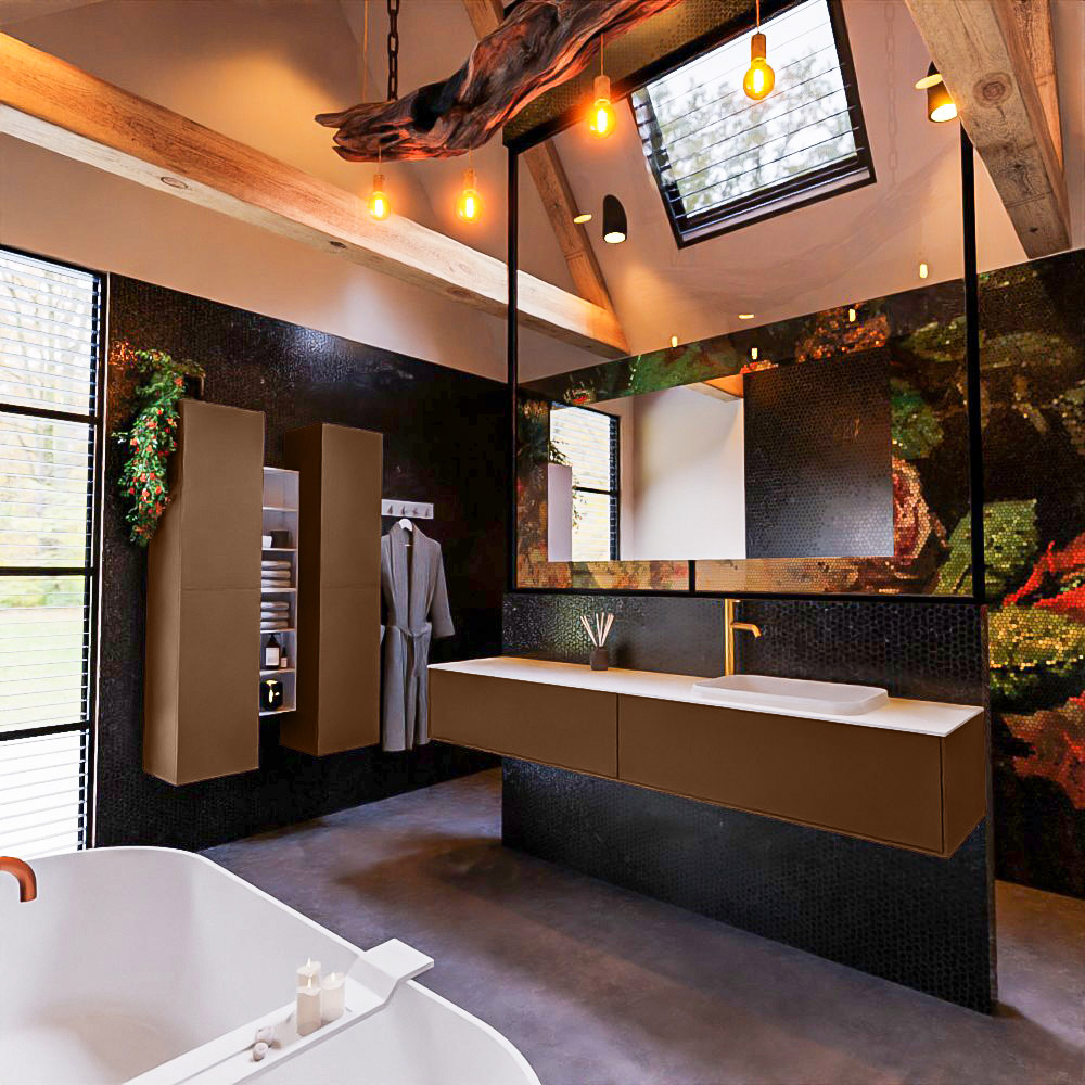 MONDIAZ ERIN 200cm mueble de baño color Rust 2 cajones. Lavabo RIDGE Derecho 1 orificio color Talc. 2 MONDIAZ ERIN 200cm mueble de baño color Rust 2 cajones. Lavabo RIDGE Derecho 1 orificio color Talc. - Imagen 2