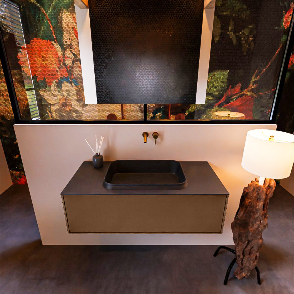 MONDIAZ ERIN 100cm mueble de baño color Rust 1 cajón. Lavabo RIDGE Centro sin orificio color Urban. 3 MONDIAZ ERIN 100cm mueble de baño color Rust 1 cajón. Lavabo RIDGE Centro sin orificio color Urban. - Imagen 3