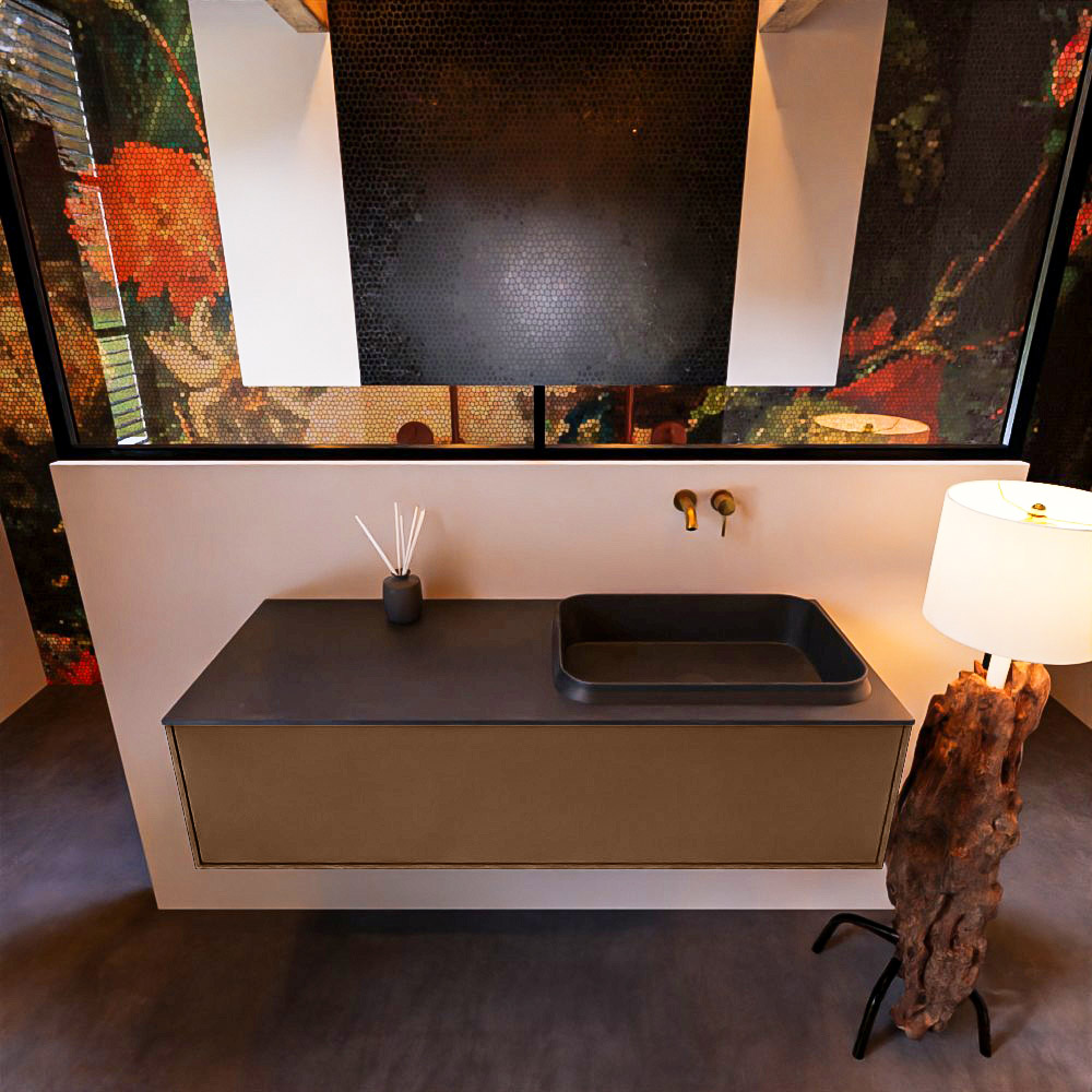 MONDIAZ ERIN 120cm mueble de baño color Rust 1 cajón. Lavabo RIDGE Derecho sin orificio color Urban. 3 MONDIAZ ERIN 120cm mueble de baño color Rust 1 cajón. Lavabo RIDGE Derecho sin orificio color Urban. - Imagen 3