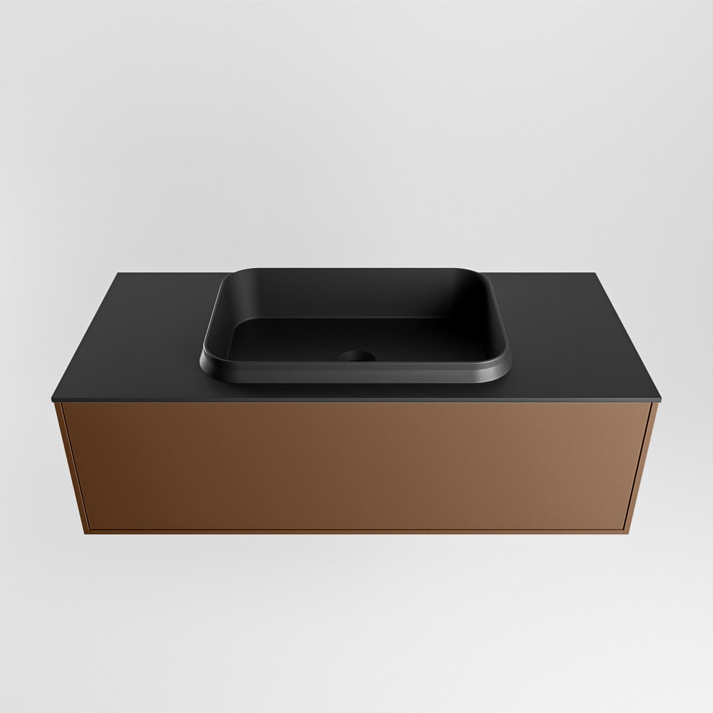 MONDIAZ ERIN 100cm mueble de baño color Rust 1 cajón. Lavabo RIDGE Centro sin orificio color Urban. 5 MONDIAZ ERIN 100cm mueble de baño color Rust 1 cajón. Lavabo RIDGE Centro sin orificio color Urban. - Imagen 5