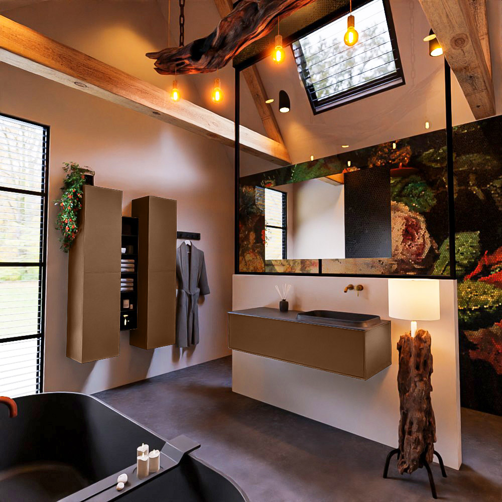 MONDIAZ ERIN 120cm mueble de baño color Rust 1 cajón. Lavabo RIDGE Derecho sin orificio color Urban. 2 MONDIAZ ERIN 120cm mueble de baño color Rust 1 cajón. Lavabo RIDGE Derecho sin orificio color Urban. - Imagen 2