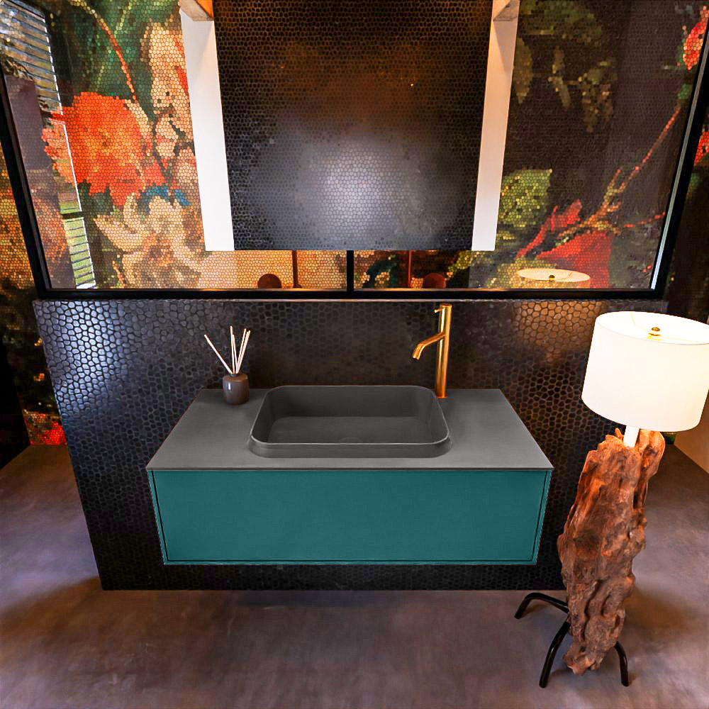 MONDIAZ ERIN 100cm mueble de baño color Smag 1 cajón. Lavabo RIDGE Centro 1 orificio color Dark Grey. 3 MONDIAZ ERIN 100cm mueble de baño color Smag 1 cajón. Lavabo RIDGE Centro 1 orificio color Dark Grey. - Imagen 3