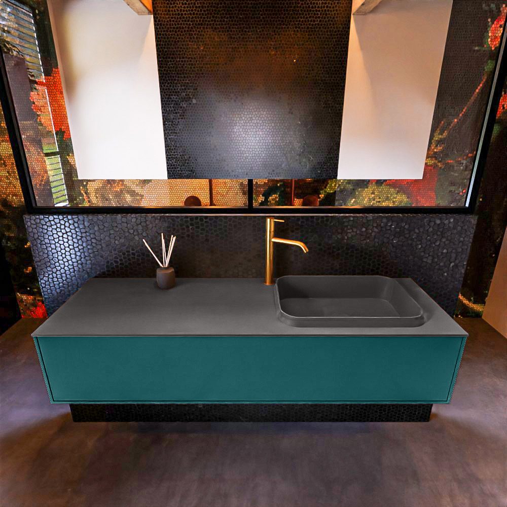 MONDIAZ ERIN 150cm mueble de baño color Smag 1 cajón. Lavabo RIDGE Derecho 1 orificio color Dark Grey. 3 MONDIAZ ERIN 150cm mueble de baño color Smag 1 cajón. Lavabo RIDGE Derecho 1 orificio color Dark Grey. - Imagen 3