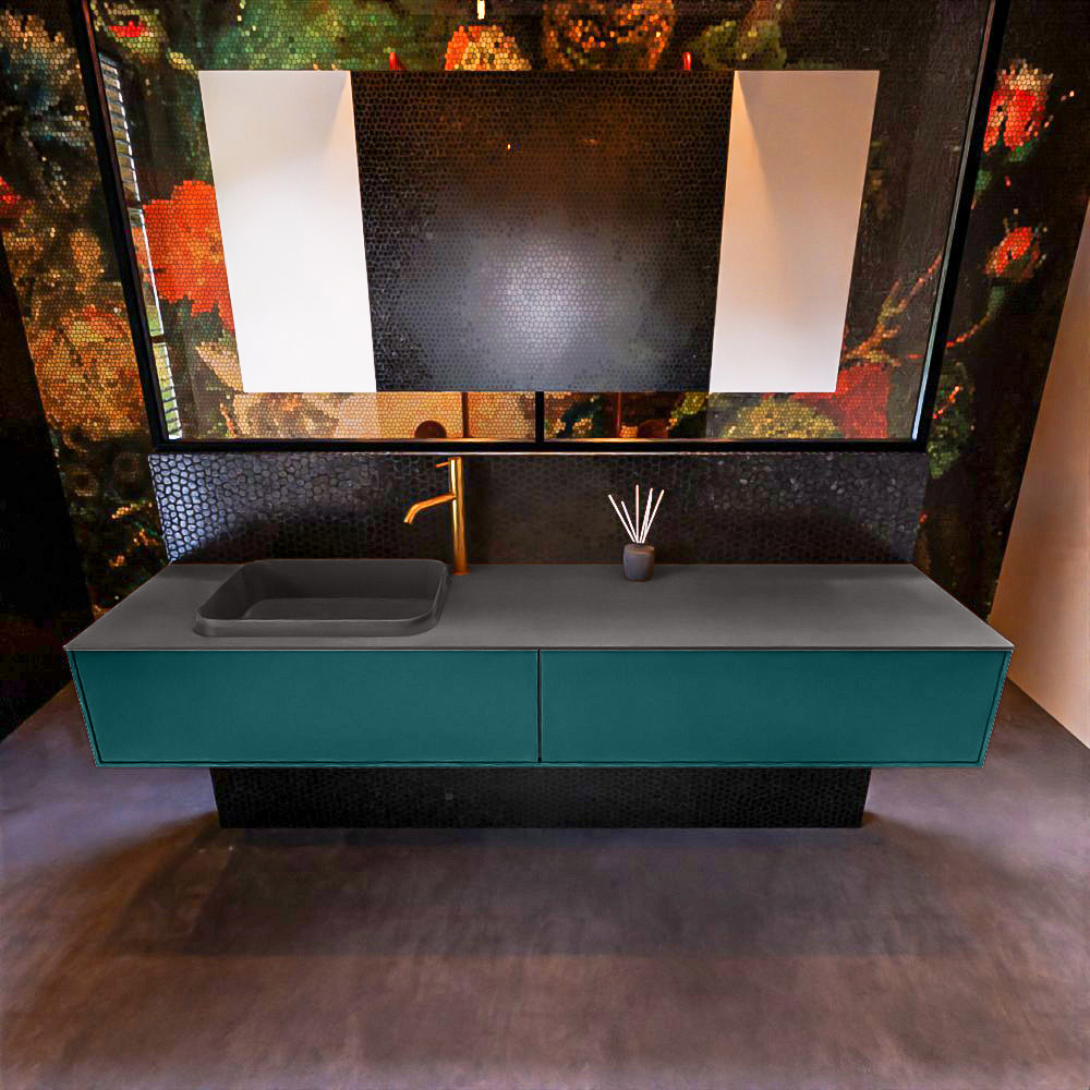 MONDIAZ ERIN 200cm mueble de baño color Smag 2 cajones. Lavabo RIDGE Izquierda 1 orificio color Dark Grey. 3 MONDIAZ ERIN 200cm mueble de baño color Smag 2 cajones. Lavabo RIDGE Izquierda 1 orificio color Dark Grey. - Imagen 3