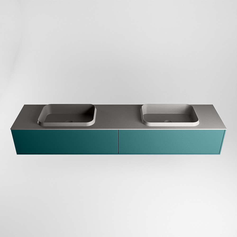 MONDIAZ ERIN 200cm mueble de baño color Smag 2 cajones. Lavabo RIDGE Doble sin orificio color Dark Grey. 5 MONDIAZ ERIN 200cm mueble de baño color Smag 2 cajones. Lavabo RIDGE Doble sin orificio color Dark Grey. - Imagen 5