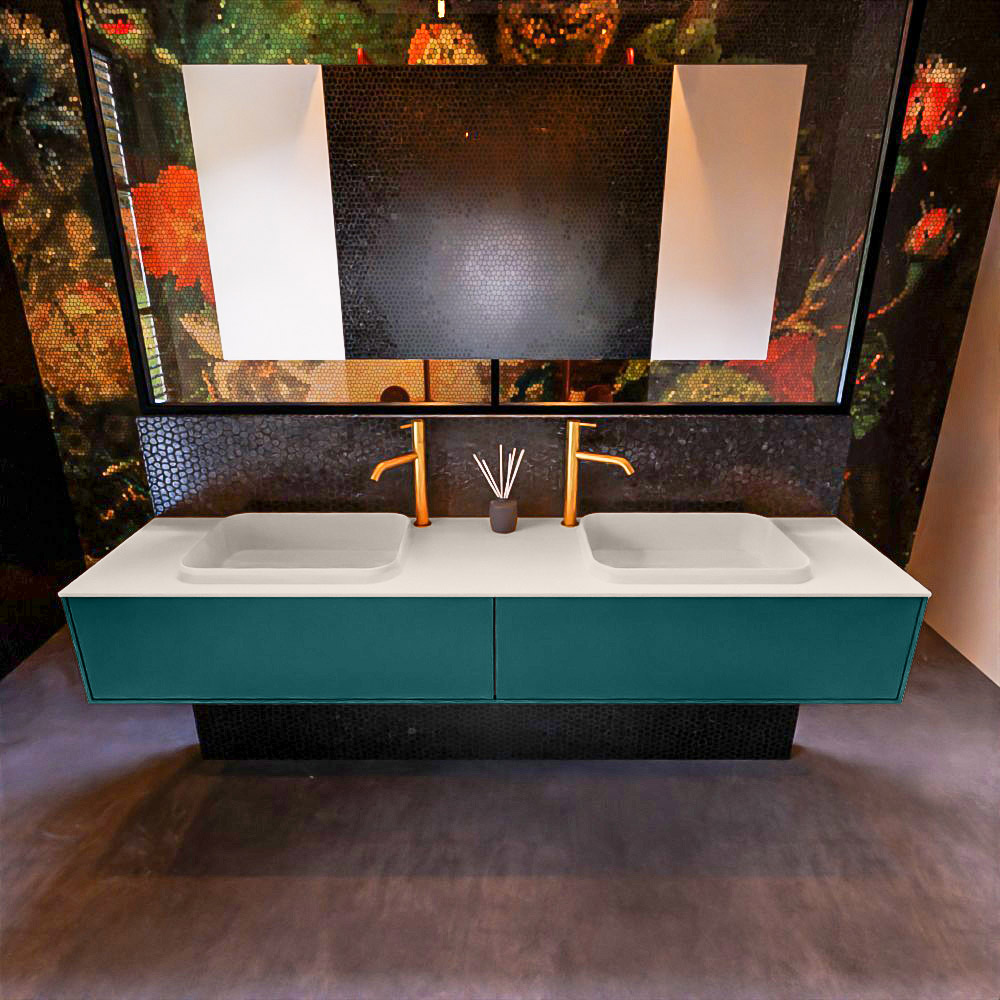 MONDIAZ ERIN 200cm mueble de baño color Smag 2 cajones. Lavabo RIDGE Doble 2 orificios color Linen. 3 MONDIAZ ERIN 200cm mueble de baño color Smag 2 cajones. Lavabo RIDGE Doble 2 orificios color Linen. - Imagen 3