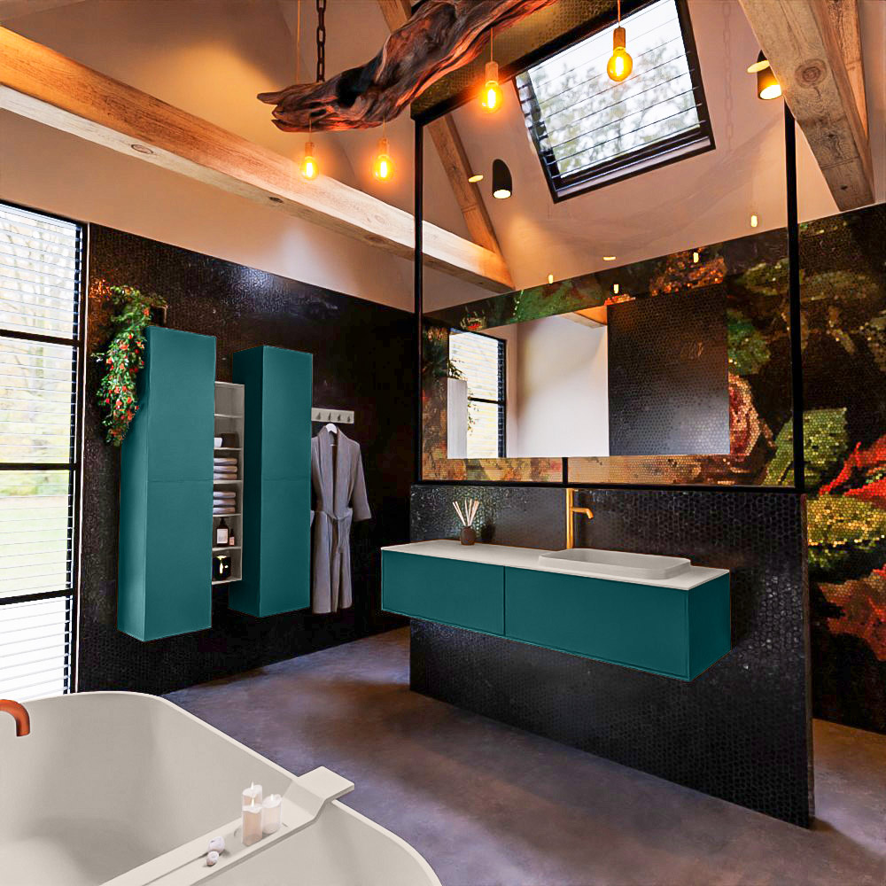 MONDIAZ ERIN 150cm mueble de baño color Smag 2 cajones. Lavabo RIDGE Derecho 1 orificio color Linen. 2 MONDIAZ ERIN 150cm mueble de baño color Smag 2 cajones. Lavabo RIDGE Derecho 1 orificio color Linen. - Imagen 2