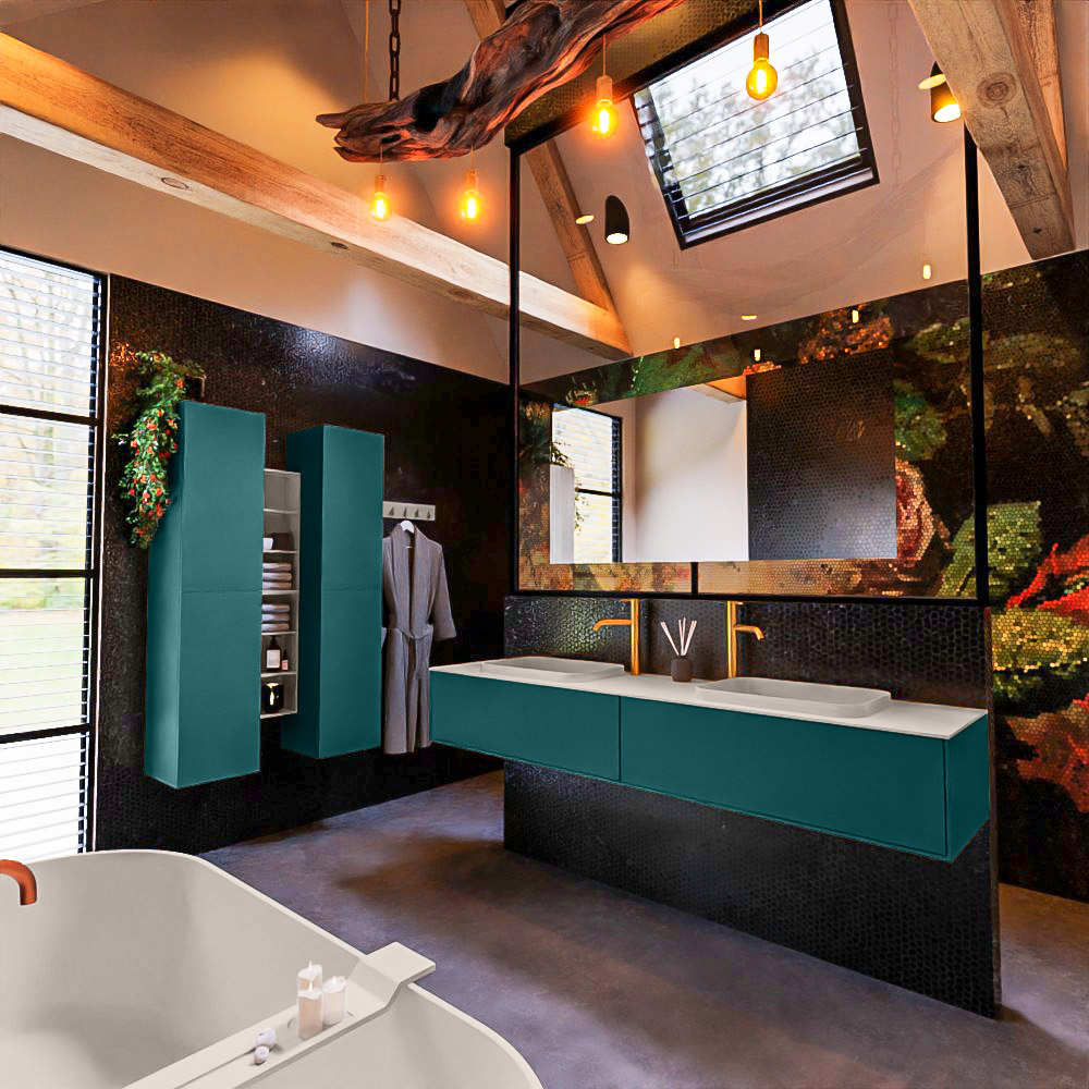 MONDIAZ ERIN 200cm mueble de baño color Smag 2 cajones. Lavabo RIDGE Doble 2 orificios color Linen. 2 MONDIAZ ERIN 200cm mueble de baño color Smag 2 cajones. Lavabo RIDGE Doble 2 orificios color Linen. - Imagen 2