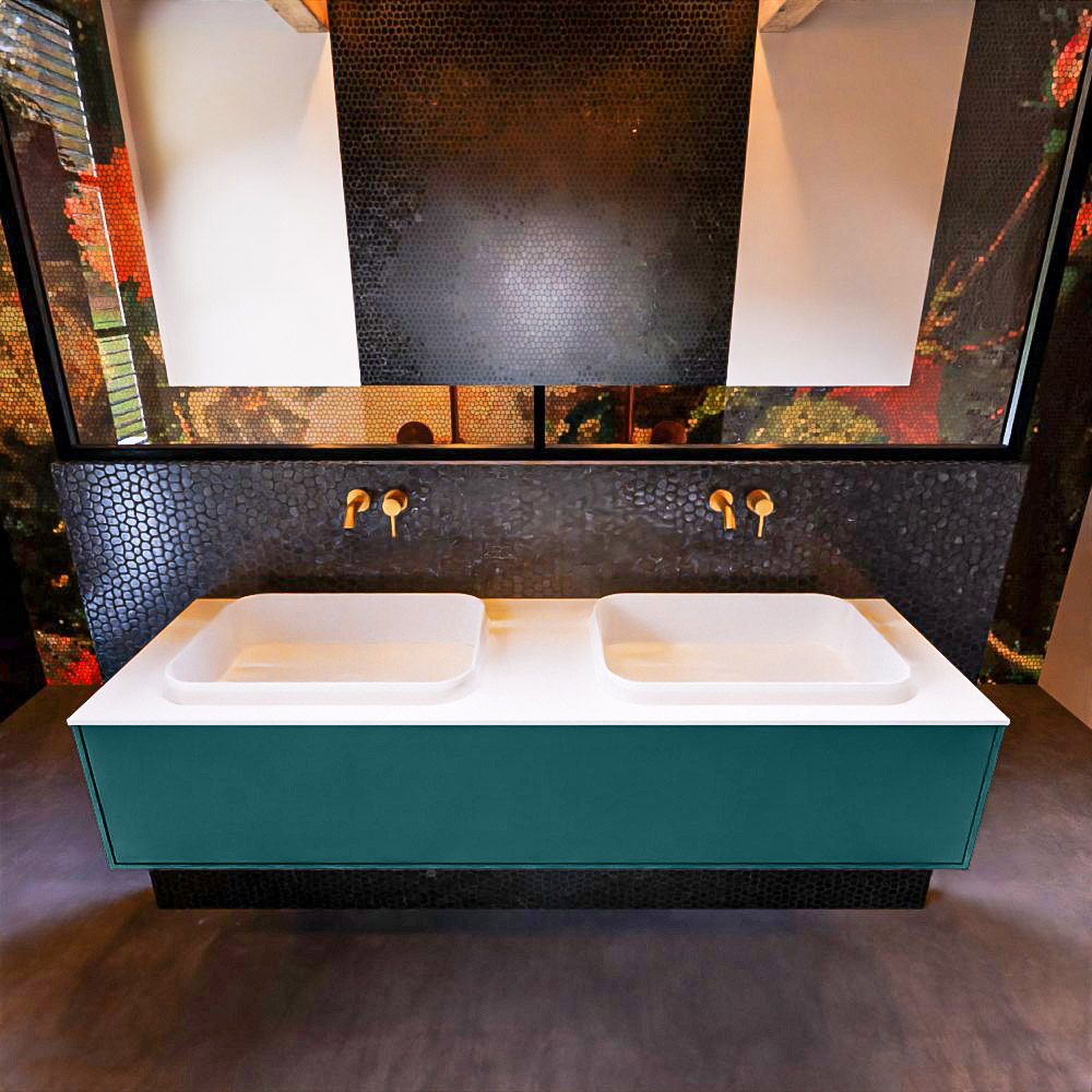 MONDIAZ ERIN 150cm mueble de baño color Smag 1 cajón. Lavabo RIDGE Doble sin orificio color Talc. 3 MONDIAZ ERIN 150cm mueble de baño color Smag 1 cajón. Lavabo RIDGE Doble sin orificio color Talc. - Imagen 3