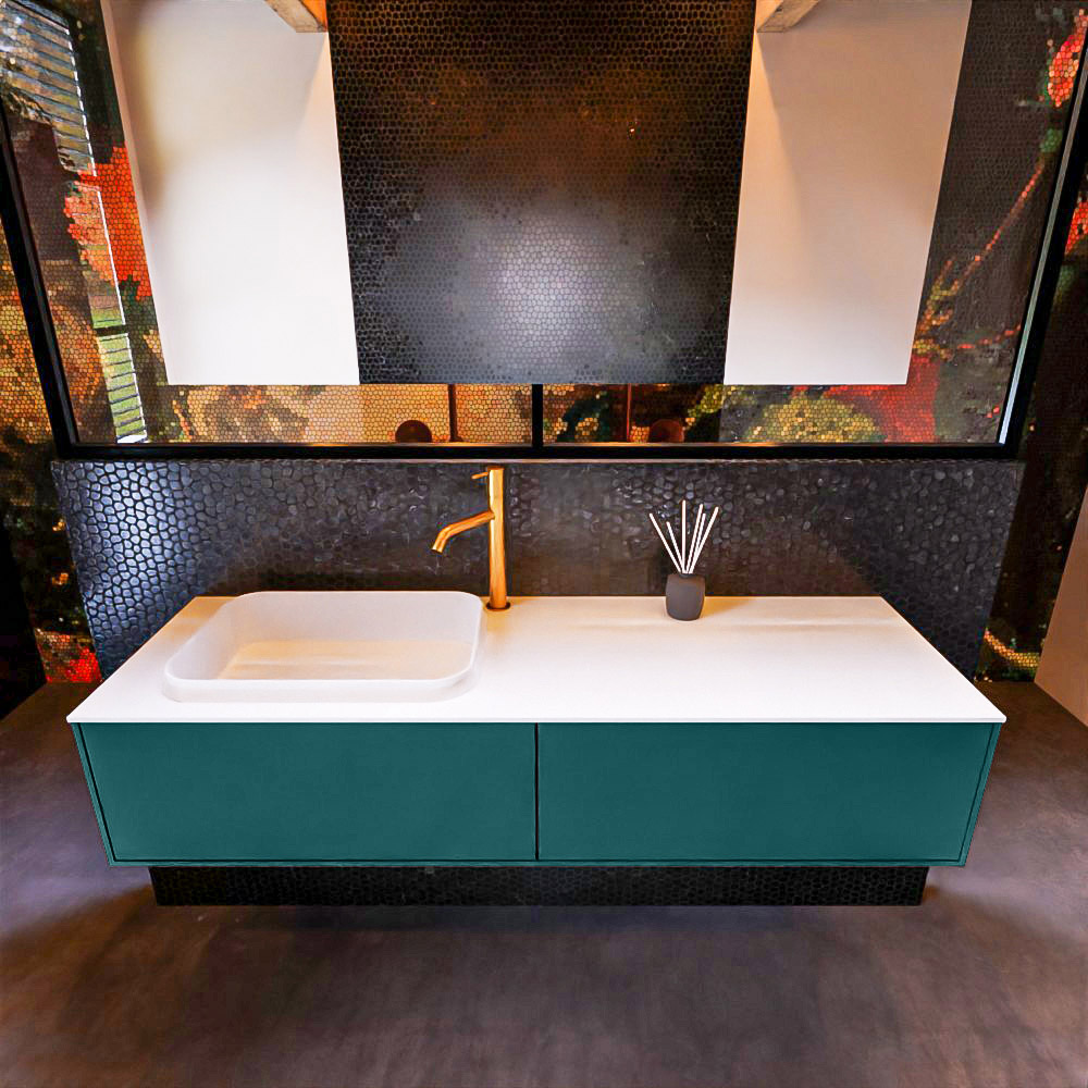 MONDIAZ ERIN 150cm mueble de baño color Smag 2 cajones. Lavabo RIDGE Izquierda 1 orificio color Talc. 3 MONDIAZ ERIN 150cm mueble de baño color Smag 2 cajones. Lavabo RIDGE Izquierda 1 orificio color Talc. - Imagen 3