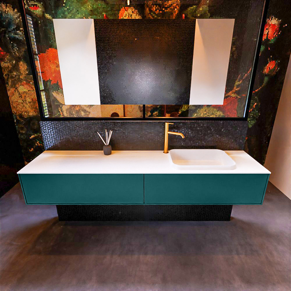 MONDIAZ ERIN 200cm mueble de baño color Smag 2 cajones. Lavabo RIDGE Derecho 1 orificio color Talc. 3 MONDIAZ ERIN 200cm mueble de baño color Smag 2 cajones. Lavabo RIDGE Derecho 1 orificio color Talc. - Imagen 3