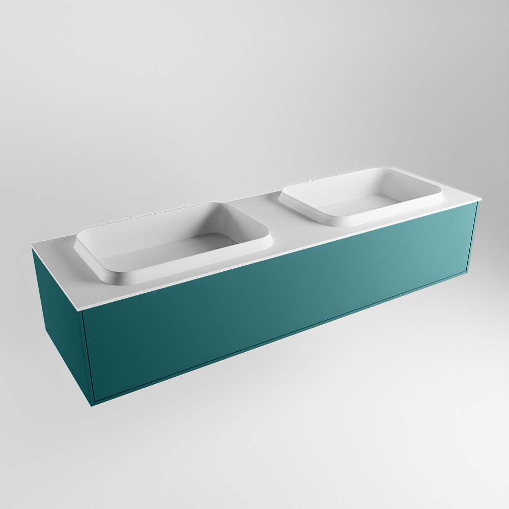 MONDIAZ ERIN 150cm mueble de baño color Smag 1 cajón. Lavabo RIDGE Doble sin orificio color Talc. 4 MONDIAZ ERIN 150cm mueble de baño color Smag 1 cajón. Lavabo RIDGE Doble sin orificio color Talc. - Imagen 4