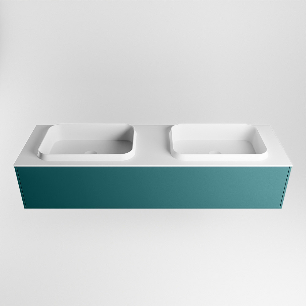 MONDIAZ ERIN 150cm mueble de baño color Smag 1 cajón. Lavabo RIDGE Doble sin orificio color Talc. 5 MONDIAZ ERIN 150cm mueble de baño color Smag 1 cajón. Lavabo RIDGE Doble sin orificio color Talc. - Imagen 5