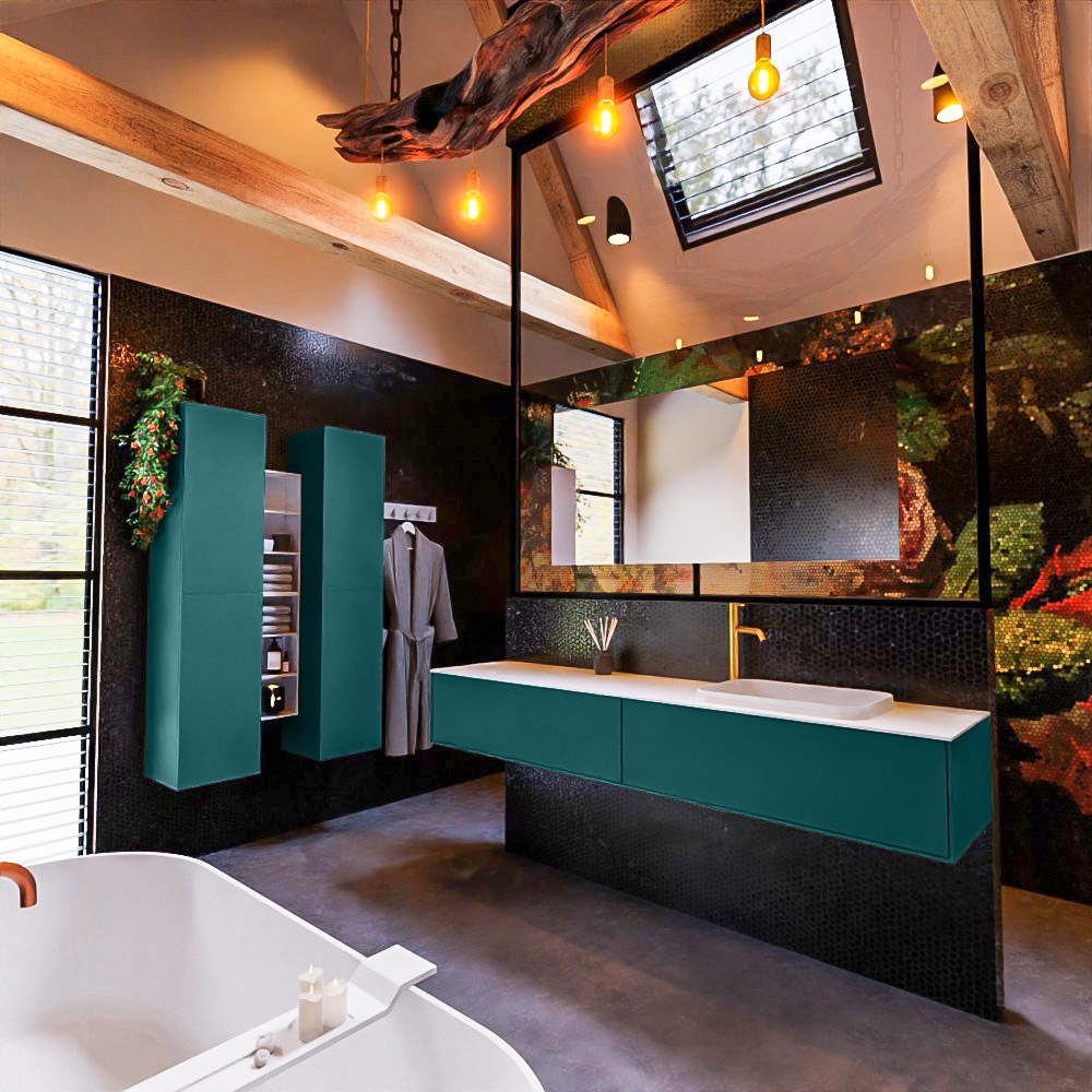 MONDIAZ ERIN 200cm mueble de baño color Smag 2 cajones. Lavabo RIDGE Derecho 1 orificio color Talc. 2 MONDIAZ ERIN 200cm mueble de baño color Smag 2 cajones. Lavabo RIDGE Derecho 1 orificio color Talc. - Imagen 2