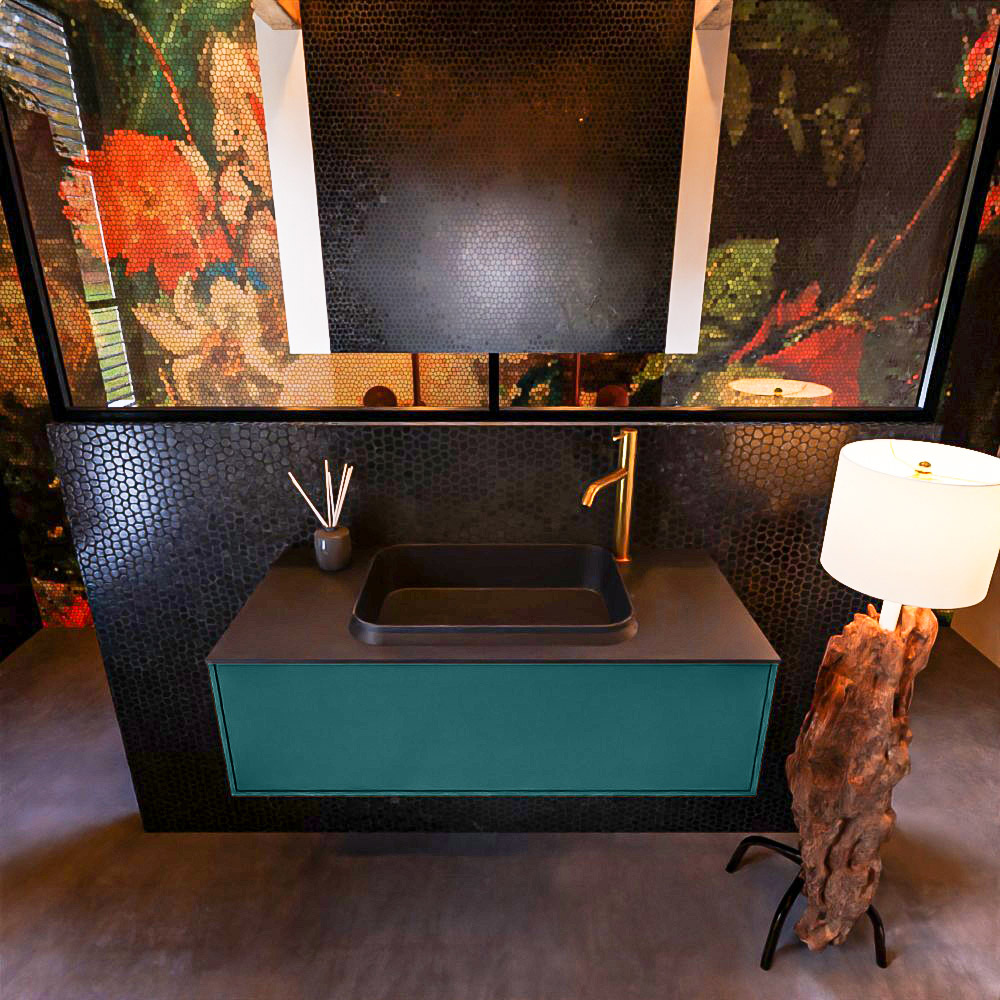 MONDIAZ ERIN 100cm mueble de baño color Smag 1 cajón. Lavabo RIDGE Centro 1 orificio color Urban. 3 MONDIAZ ERIN 100cm mueble de baño color Smag 1 cajón. Lavabo RIDGE Centro 1 orificio color Urban. - Imagen 3