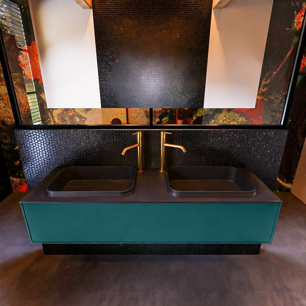 MONDIAZ ERIN 150cm mueble de baño color Smag 1 cajón. Lavabo RIDGE Doble 2 orificios color Urban. 3 MONDIAZ ERIN 150cm mueble de baño color Smag 1 cajón. Lavabo RIDGE Doble 2 orificios color Urban. - Imagen 3