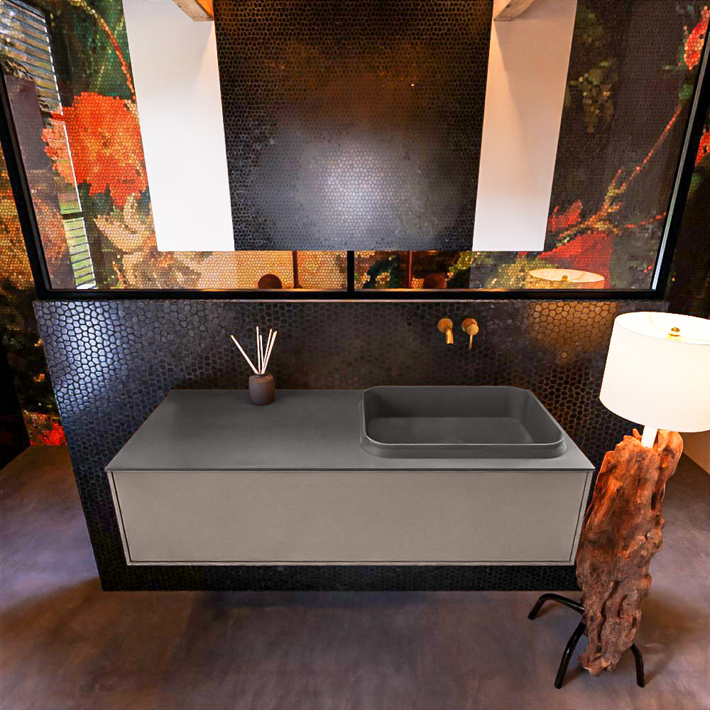 MONDIAZ ERIN 120cm mueble de baño color Smoke 1 cajón. Lavabo RIDGE Derecho sin orificio color Dark Grey. 3 MONDIAZ ERIN 120cm mueble de baño color Smoke 1 cajón. Lavabo RIDGE Derecho sin orificio color Dark Grey. - Imagen 3