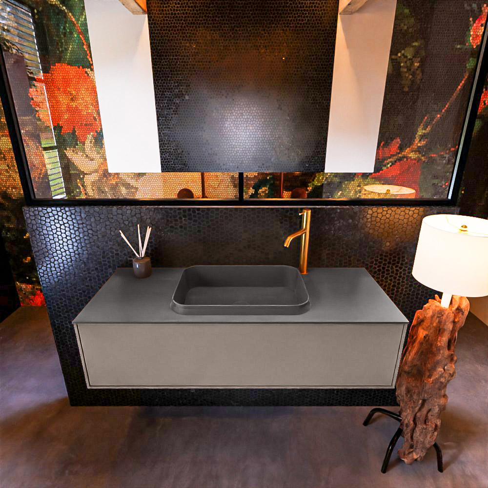 MONDIAZ ERIN 120cm mueble de baño color Smoke 1 cajón. Lavabo RIDGE Centro 1 orificio color Dark Grey. 3 MONDIAZ ERIN 120cm mueble de baño color Smoke 1 cajón. Lavabo RIDGE Centro 1 orificio color Dark Grey. - Imagen 3