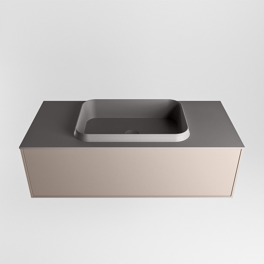 MONDIAZ ERIN 100cm mueble de baño color Smoke 1 cajón. Lavabo RIDGE Centro 1 orificio color Dark Grey. 5 MONDIAZ ERIN 100cm mueble de baño color Smoke 1 cajón. Lavabo RIDGE Centro 1 orificio color Dark Grey. - Imagen 5