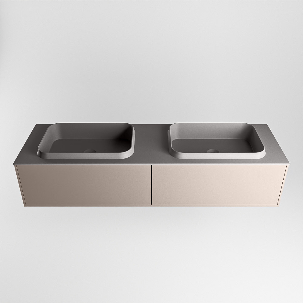 MONDIAZ ERIN 150cm mueble de baño color Smoke 2 cajones. Lavabo RIDGE Doble sin orificio color Dark Grey. 5 MONDIAZ ERIN 150cm mueble de baño color Smoke 2 cajones. Lavabo RIDGE Doble sin orificio color Dark Grey. - Imagen 5