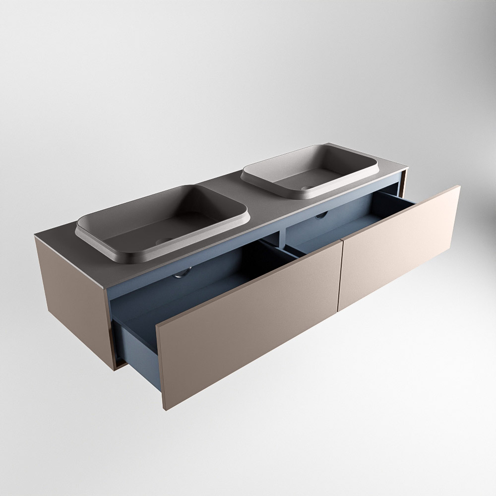 MONDIAZ ERIN 150cm mueble de baño color Smoke 2 cajones. Lavabo RIDGE Doble sin orificio color Dark Grey. 6 MONDIAZ ERIN 150cm mueble de baño color Smoke 2 cajones. Lavabo RIDGE Doble sin orificio color Dark Grey. - Imagen 6