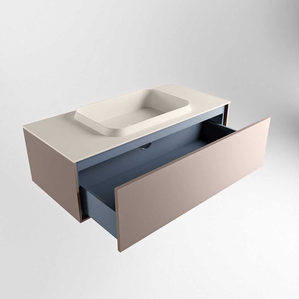 MONDIAZ ERIN 100cm mueble de baño color Smoke 1 cajón. Lavabo RIDGE Centro sin orificio color Linen. 6 MONDIAZ ERIN 100cm mueble de baño color Smoke 1 cajón. Lavabo RIDGE Centro sin orificio color Linen. - Imagen 6