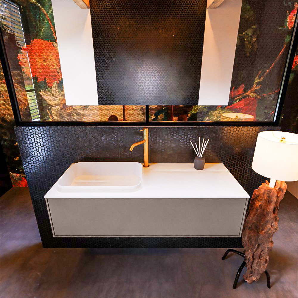 MONDIAZ ERIN 120cm mueble de baño color Smoke 1 cajón. Lavabo RIDGE Izquierda 1 orificio color Talc. 3 MONDIAZ ERIN 120cm mueble de baño color Smoke 1 cajón. Lavabo RIDGE Izquierda 1 orificio color Talc. - Imagen 3