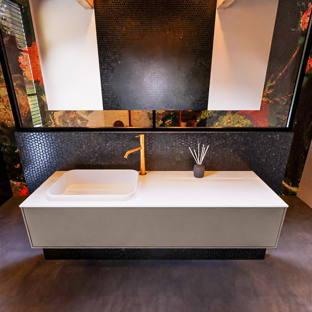 MONDIAZ ERIN 150cm mueble de baño color Smoke 1 cajón. Lavabo RIDGE Izquierda 1 orificio color Talc. 3 MONDIAZ ERIN 150cm mueble de baño color Smoke 1 cajón. Lavabo RIDGE Izquierda 1 orificio color Talc. - Imagen 3