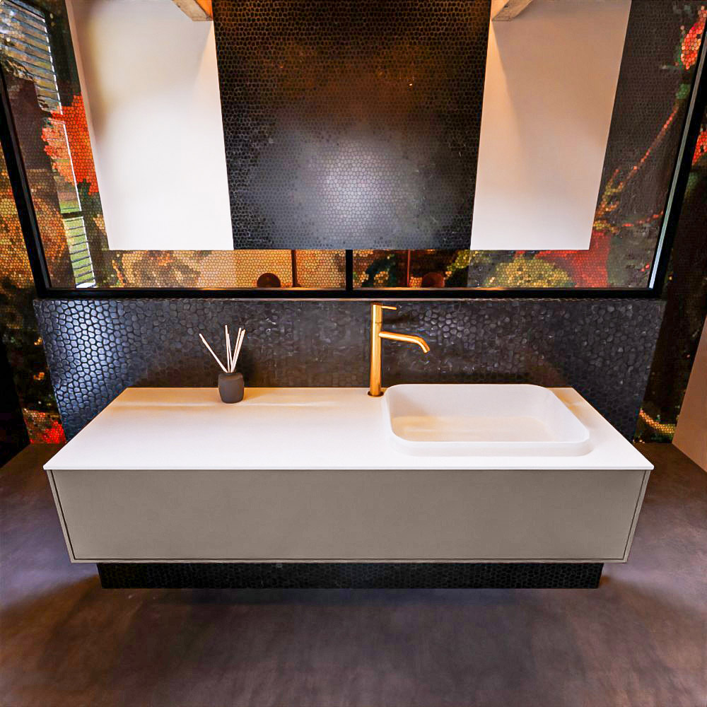 MONDIAZ ERIN 150cm mueble de baño color Smoke 1 cajón. Lavabo RIDGE Derecho 1 orificio color Talc. 3 MONDIAZ ERIN 150cm mueble de baño color Smoke 1 cajón. Lavabo RIDGE Derecho 1 orificio color Talc. - Imagen 3