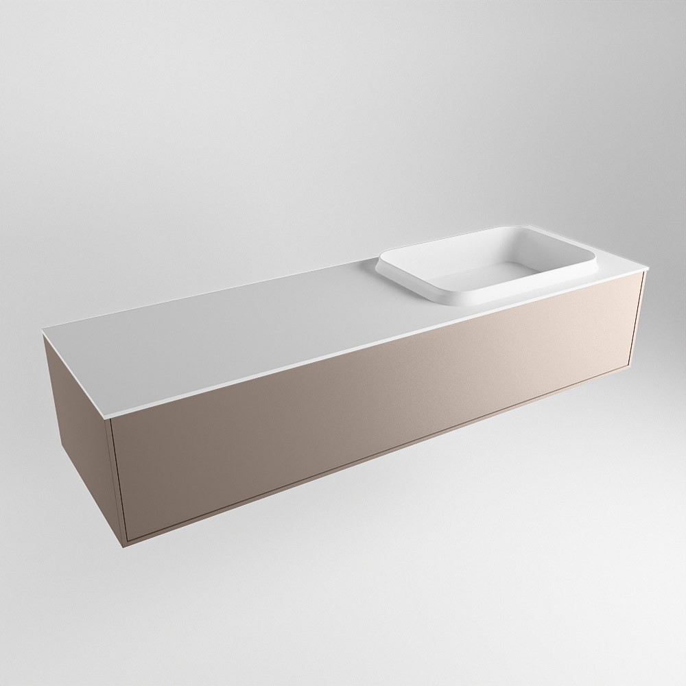 MONDIAZ ERIN 150cm mueble de baño color Smoke 1 cajón. Lavabo RIDGE Derecho sin orificio color Talc. 4 MONDIAZ ERIN 150cm mueble de baño color Smoke 1 cajón. Lavabo RIDGE Derecho sin orificio color Talc. - Imagen 4