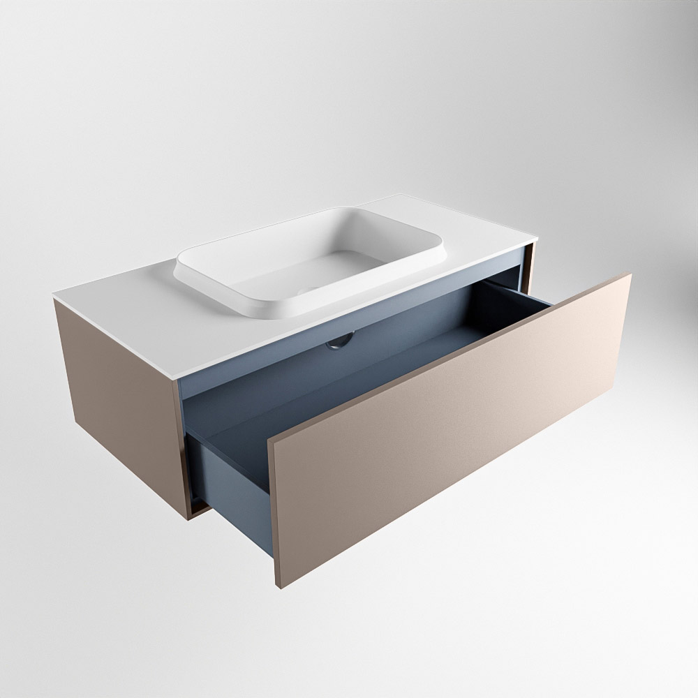 MONDIAZ ERIN 100cm mueble de baño color Smoke 1 cajón. Lavabo RIDGE Centro 1 orificio color Talc. 6 MONDIAZ ERIN 100cm mueble de baño color Smoke 1 cajón. Lavabo RIDGE Centro 1 orificio color Talc. - Imagen 6
