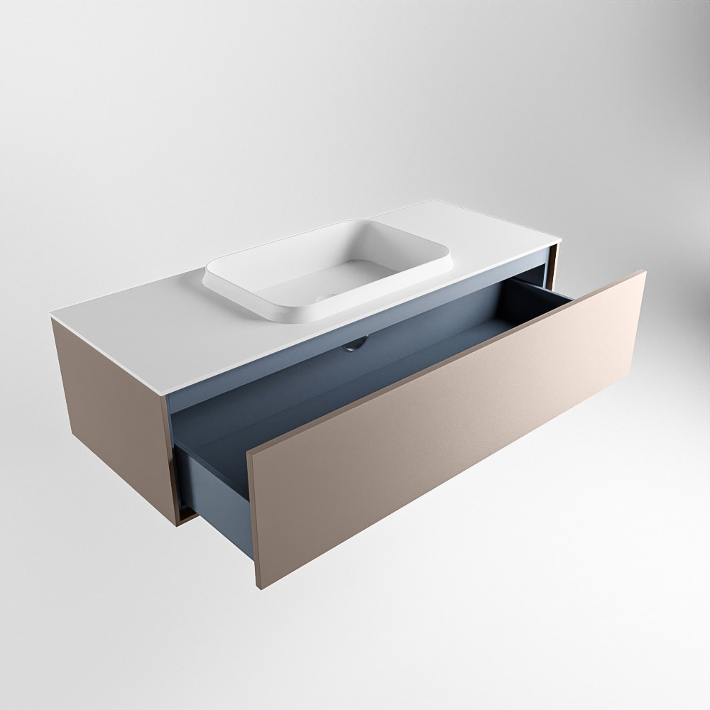 MONDIAZ ERIN 120cm mueble de baño color Smoke 1 cajón. Lavabo RIDGE Centro sin orificio color Talc. 6 MONDIAZ ERIN 120cm mueble de baño color Smoke 1 cajón. Lavabo RIDGE Centro sin orificio color Talc. - Imagen 6