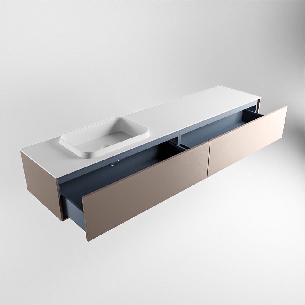 MONDIAZ ERIN 200cm mueble de baño color Smoke 2 cajones. Lavabo RIDGE Izquierda sin orificio color Talc. 6 MONDIAZ ERIN 200cm mueble de baño color Smoke 2 cajones. Lavabo RIDGE Izquierda sin orificio color Talc. - Imagen 6