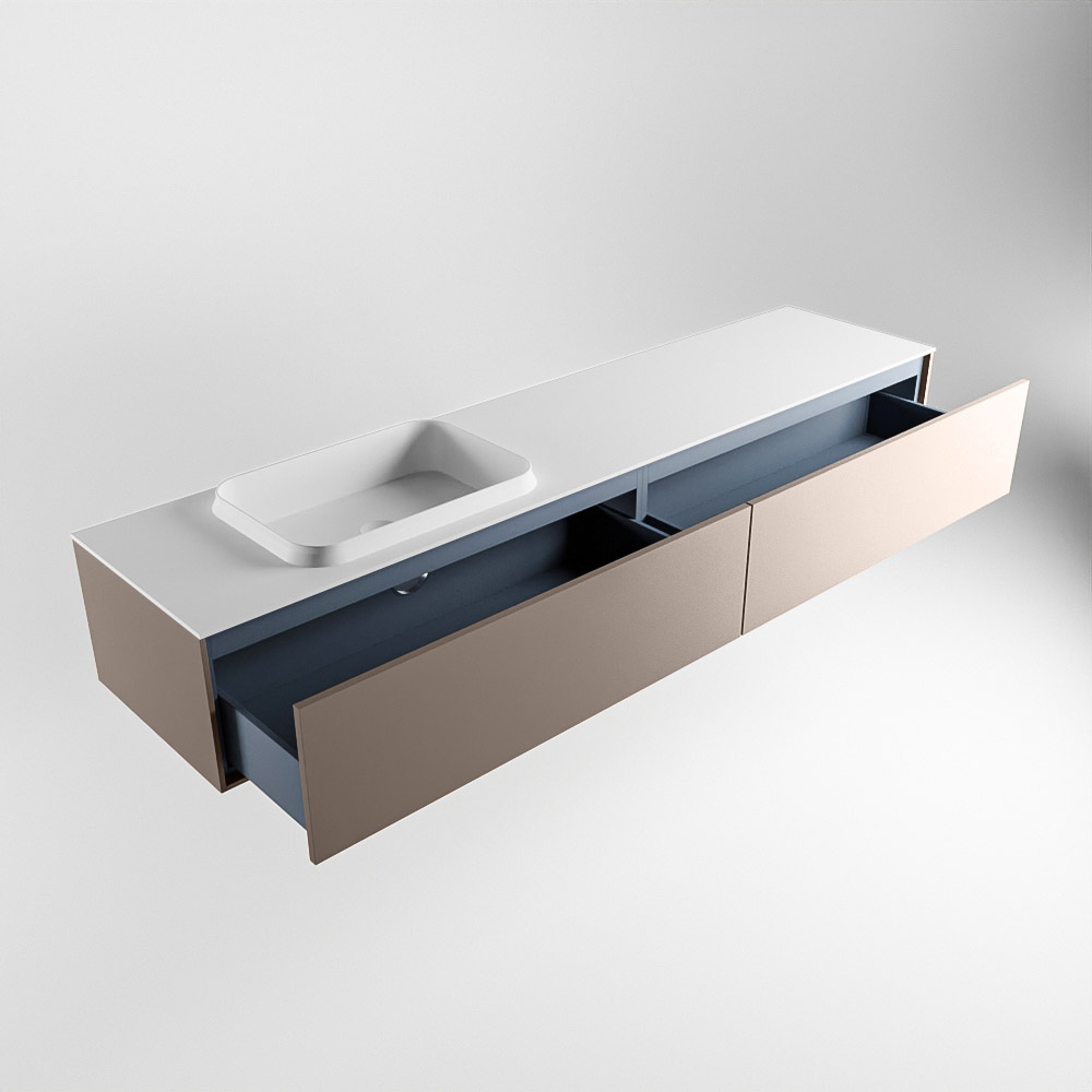 MONDIAZ ERIN 200cm mueble de baño color Smoke 2 cajones. Lavabo RIDGE Izquierda 1 orificio color Talc. 6 MONDIAZ ERIN 200cm mueble de baño color Smoke 2 cajones. Lavabo RIDGE Izquierda 1 orificio color Talc. - Imagen 6