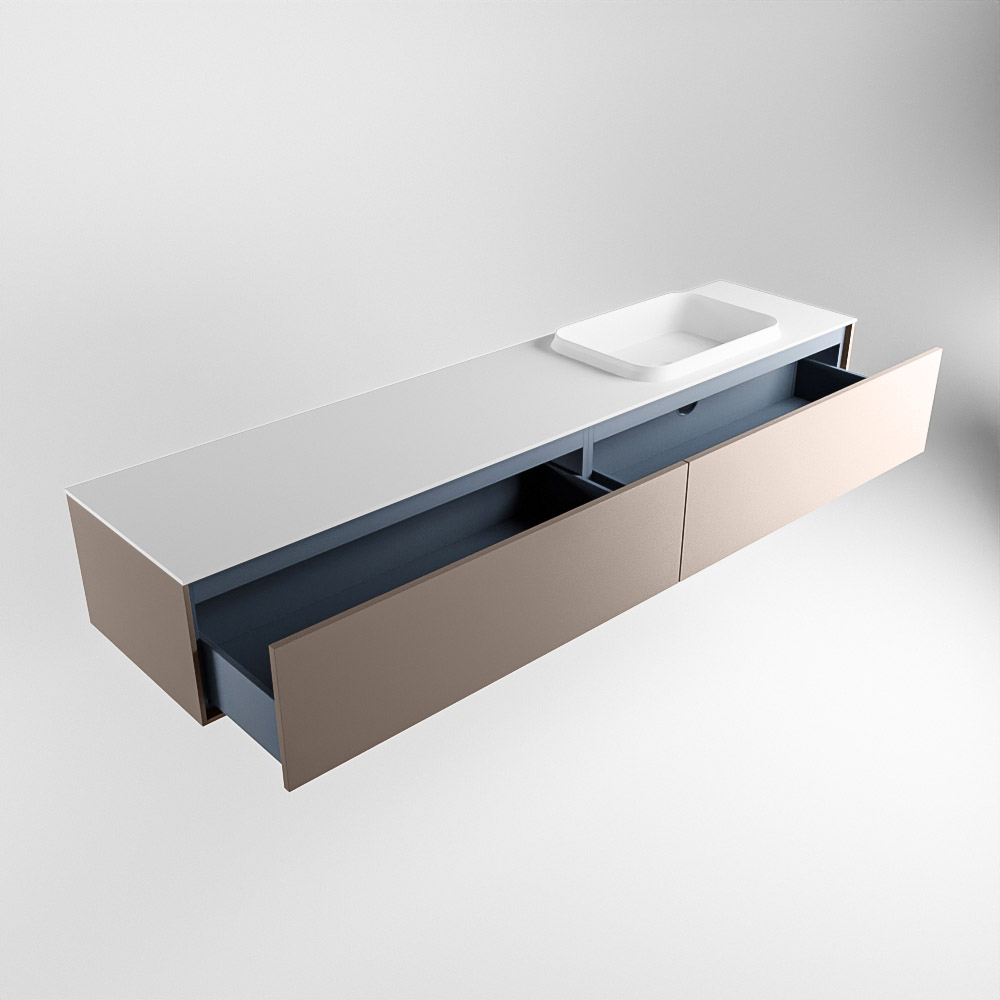 MONDIAZ ERIN 200cm mueble de baño color Smoke 2 cajones. Lavabo RIDGE Derecho 1 orificio color Talc. 6 MONDIAZ ERIN 200cm mueble de baño color Smoke 2 cajones. Lavabo RIDGE Derecho 1 orificio color Talc. - Imagen 6
