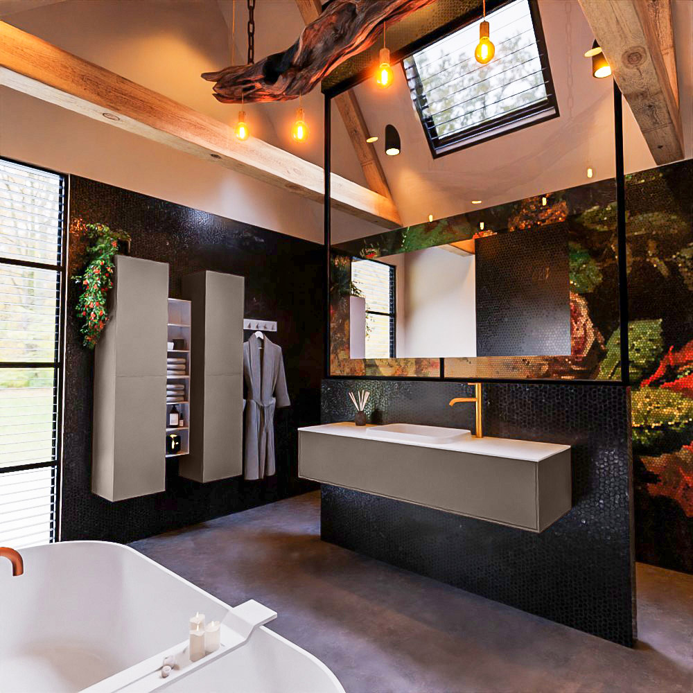 MONDIAZ ERIN 150cm mueble de baño color Smoke 1 cajón. Lavabo RIDGE Centro 1 orificio color Talc. 2 MONDIAZ ERIN 150cm mueble de baño color Smoke 1 cajón. Lavabo RIDGE Centro 1 orificio color Talc. - Imagen 2