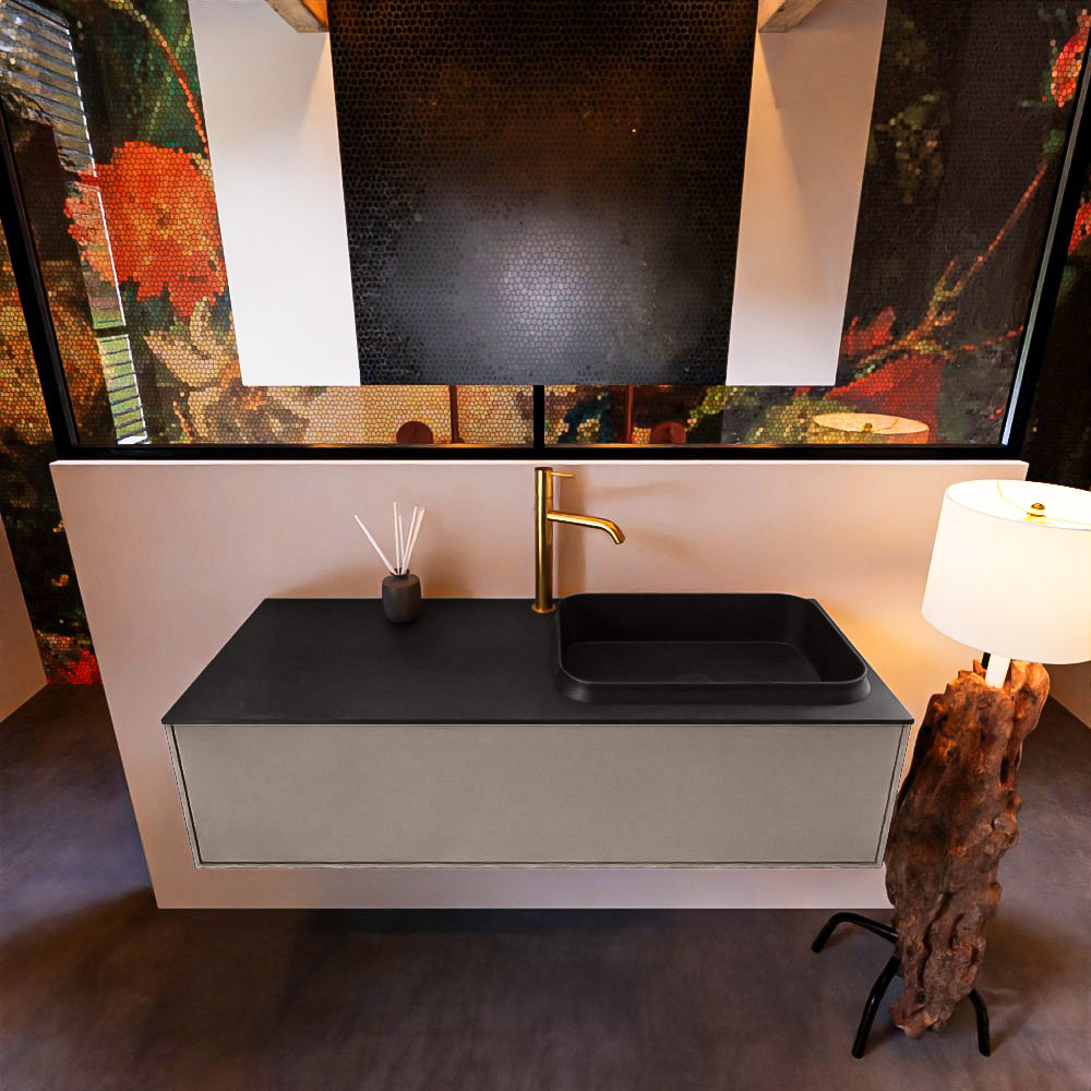 MONDIAZ ERIN 120cm mueble de baño color Smoke 1 cajón. Lavabo RIDGE Derecho 1 orificio color Urban. 3 MONDIAZ ERIN 120cm mueble de baño color Smoke 1 cajón. Lavabo RIDGE Derecho 1 orificio color Urban. - Imagen 3