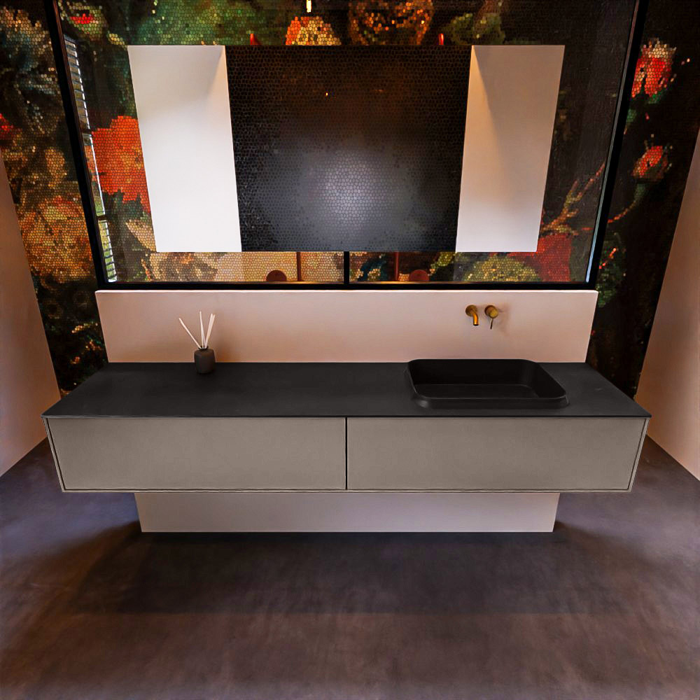 MONDIAZ ERIN 200cm mueble de baño color Smoke 2 cajones. Lavabo RIDGE Derecho sin orificio color Urban. 3 MONDIAZ ERIN 200cm mueble de baño color Smoke 2 cajones. Lavabo RIDGE Derecho sin orificio color Urban. - Imagen 3