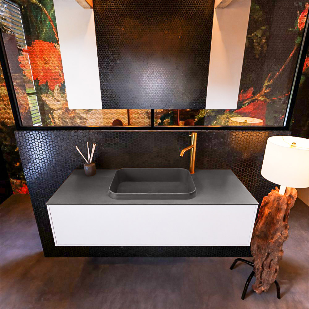 MONDIAZ ERIN 120cm mueble de baño color Talc 1 cajón. Lavabo RIDGE Centro 1 orificio color Dark Grey. 3 MONDIAZ ERIN 120cm mueble de baño color Talc 1 cajón. Lavabo RIDGE Centro 1 orificio color Dark Grey. - Imagen 3