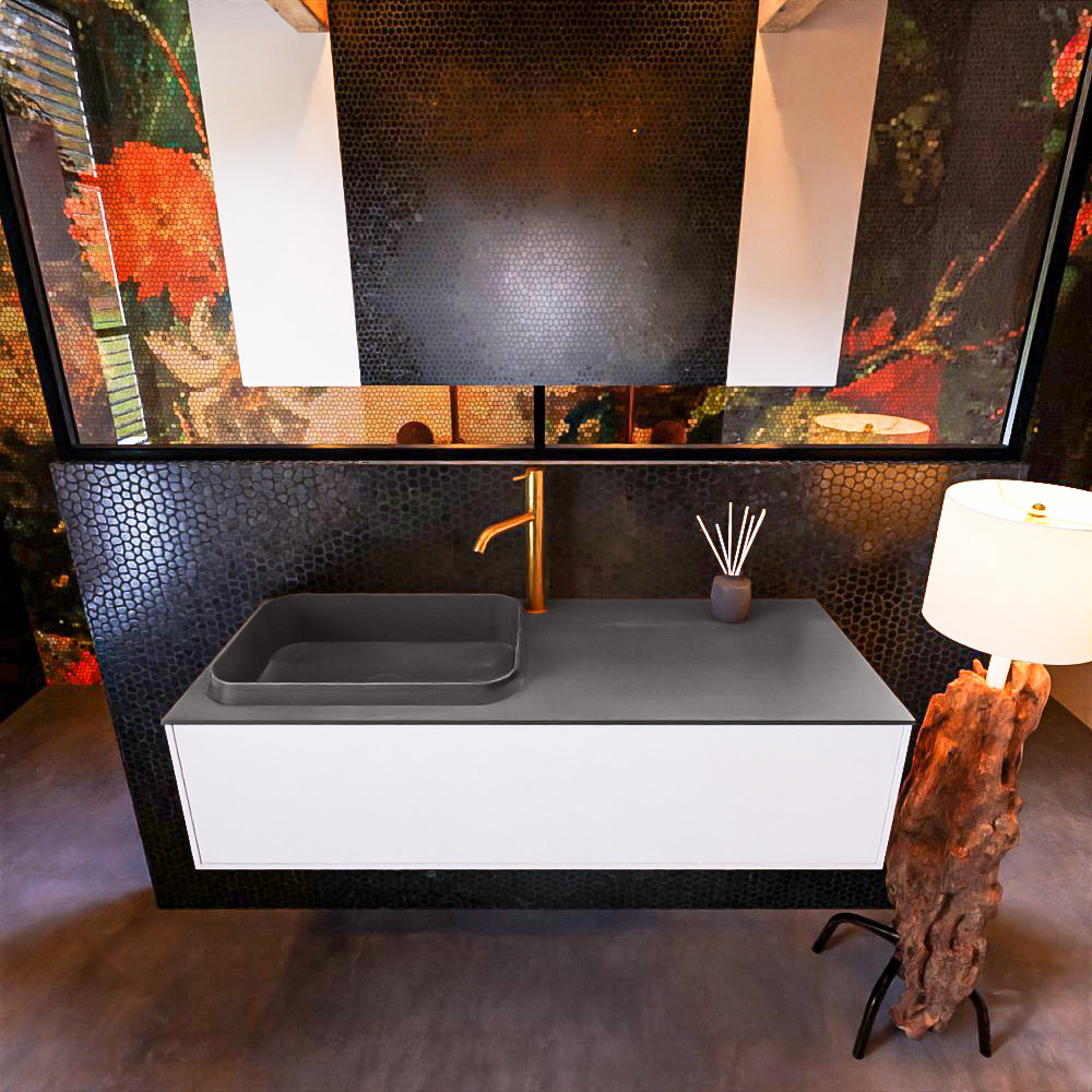 MONDIAZ ERIN 120cm mueble de baño color Talc 1 cajón. Lavabo RIDGE Izquierda 1 orificio color Dark Grey. 3 MONDIAZ ERIN 120cm mueble de baño color Talc 1 cajón. Lavabo RIDGE Izquierda 1 orificio color Dark Grey. - Imagen 3