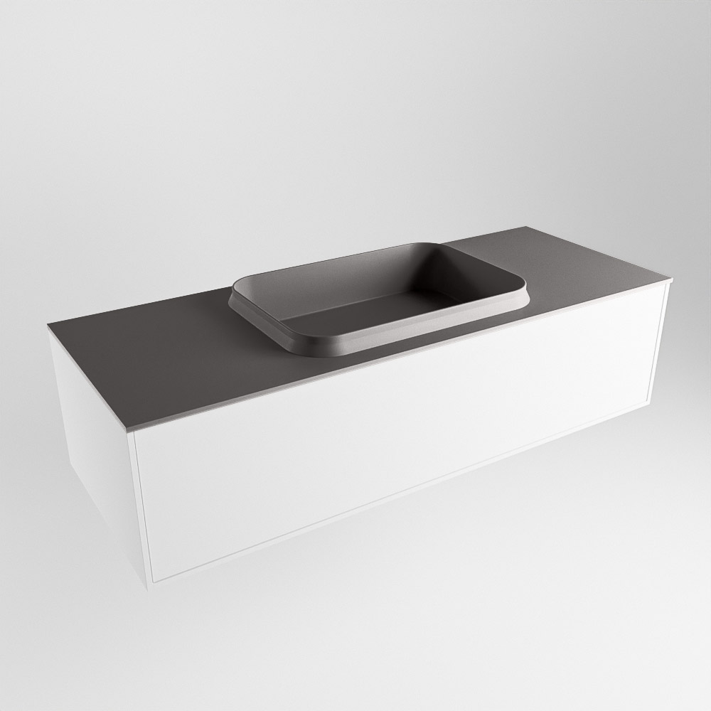 MONDIAZ ERIN 120cm mueble de baño color Talc 1 cajón. Lavabo RIDGE Centro sin orificio color Dark Grey. 4 MONDIAZ ERIN 120cm mueble de baño color Talc 1 cajón. Lavabo RIDGE Centro sin orificio color Dark Grey. - Imagen 4