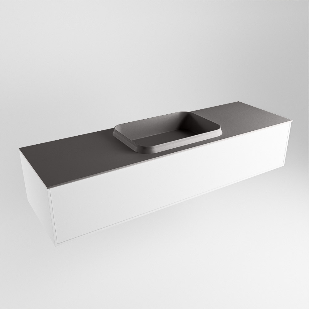 MONDIAZ ERIN 150cm mueble de baño color Talc 1 cajón. Lavabo RIDGE Centro sin orificio color Dark Grey. 4 MONDIAZ ERIN 150cm mueble de baño color Talc 1 cajón. Lavabo RIDGE Centro sin orificio color Dark Grey. - Imagen 4