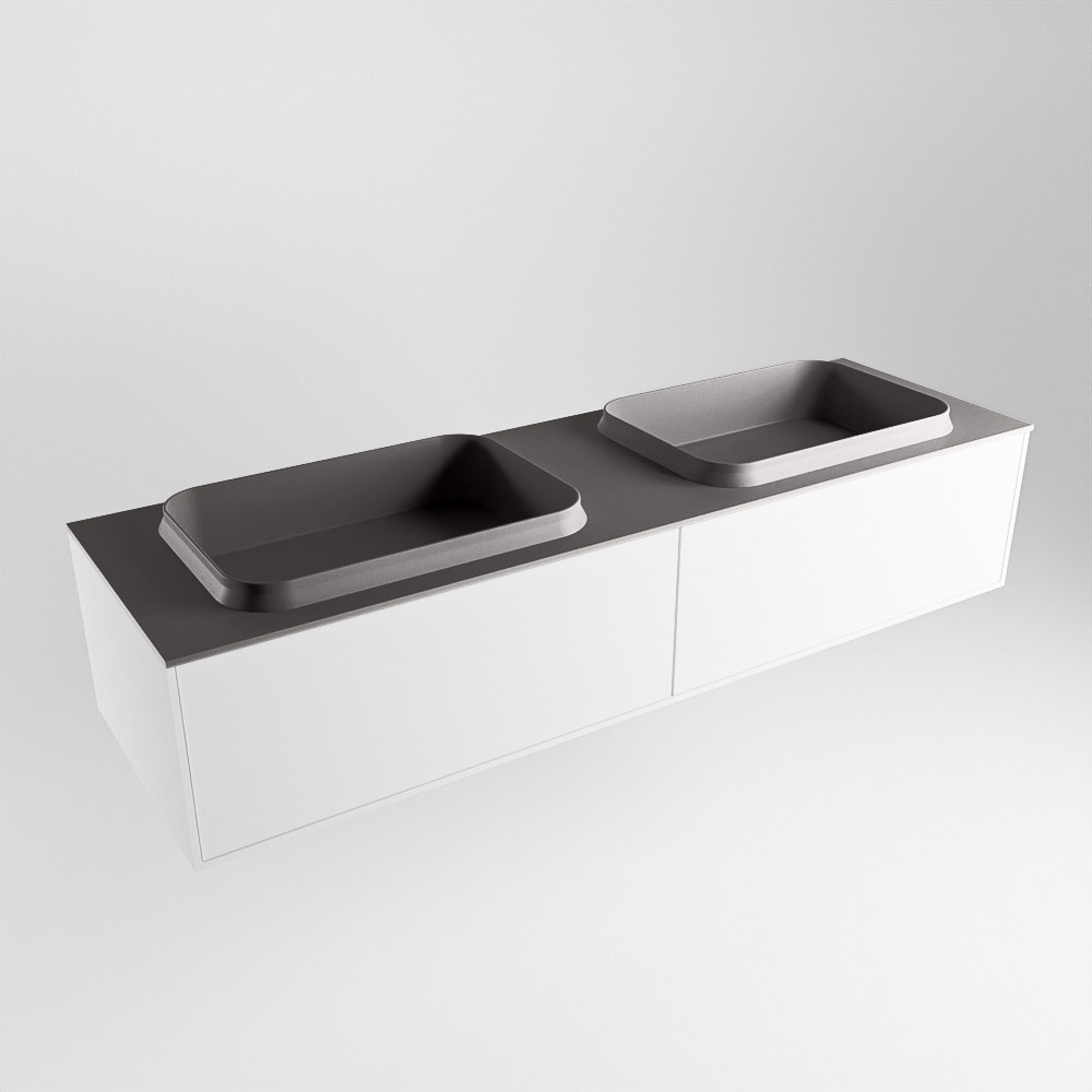MONDIAZ ERIN 150cm mueble de baño color Talc 2 cajones. Lavabo RIDGE Doble 2 orificios color Dark Grey. 4 MONDIAZ ERIN 150cm mueble de baño color Talc 2 cajones. Lavabo RIDGE Doble 2 orificios color Dark Grey. - Imagen 4