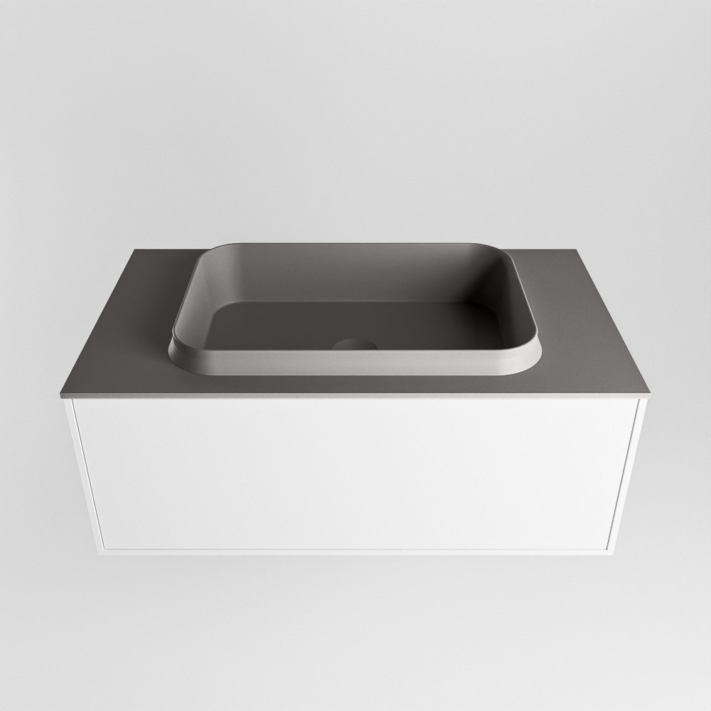 MONDIAZ ERIN 80cm mueble de baño color Talc 1 cajón. Lavabo RIDGE Centro 1 orificio color Dark Grey. 5 MONDIAZ ERIN 80cm mueble de baño color Talc 1 cajón. Lavabo RIDGE Centro 1 orificio color Dark Grey. - Imagen 5