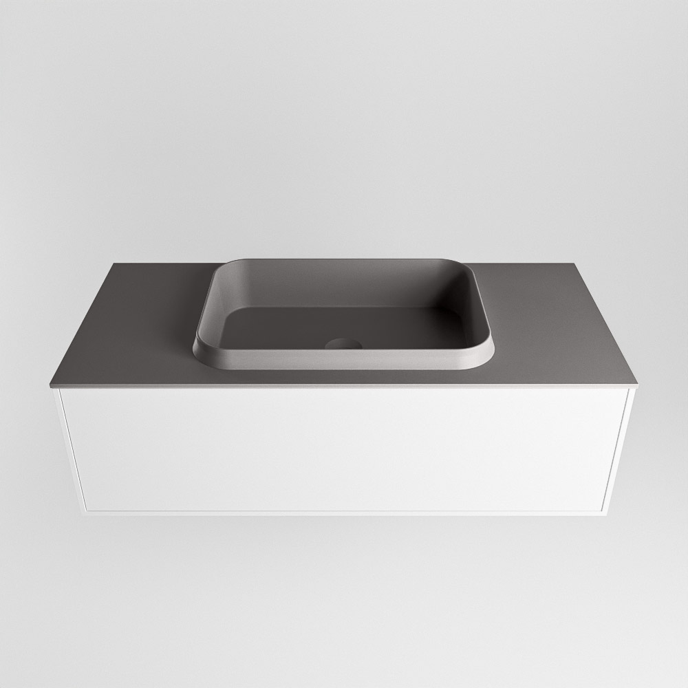 MONDIAZ ERIN 100cm mueble de baño color Talc 1 cajón. Lavabo RIDGE Centro 1 orificio color Dark Grey. 5 MONDIAZ ERIN 100cm mueble de baño color Talc 1 cajón. Lavabo RIDGE Centro 1 orificio color Dark Grey. - Imagen 5