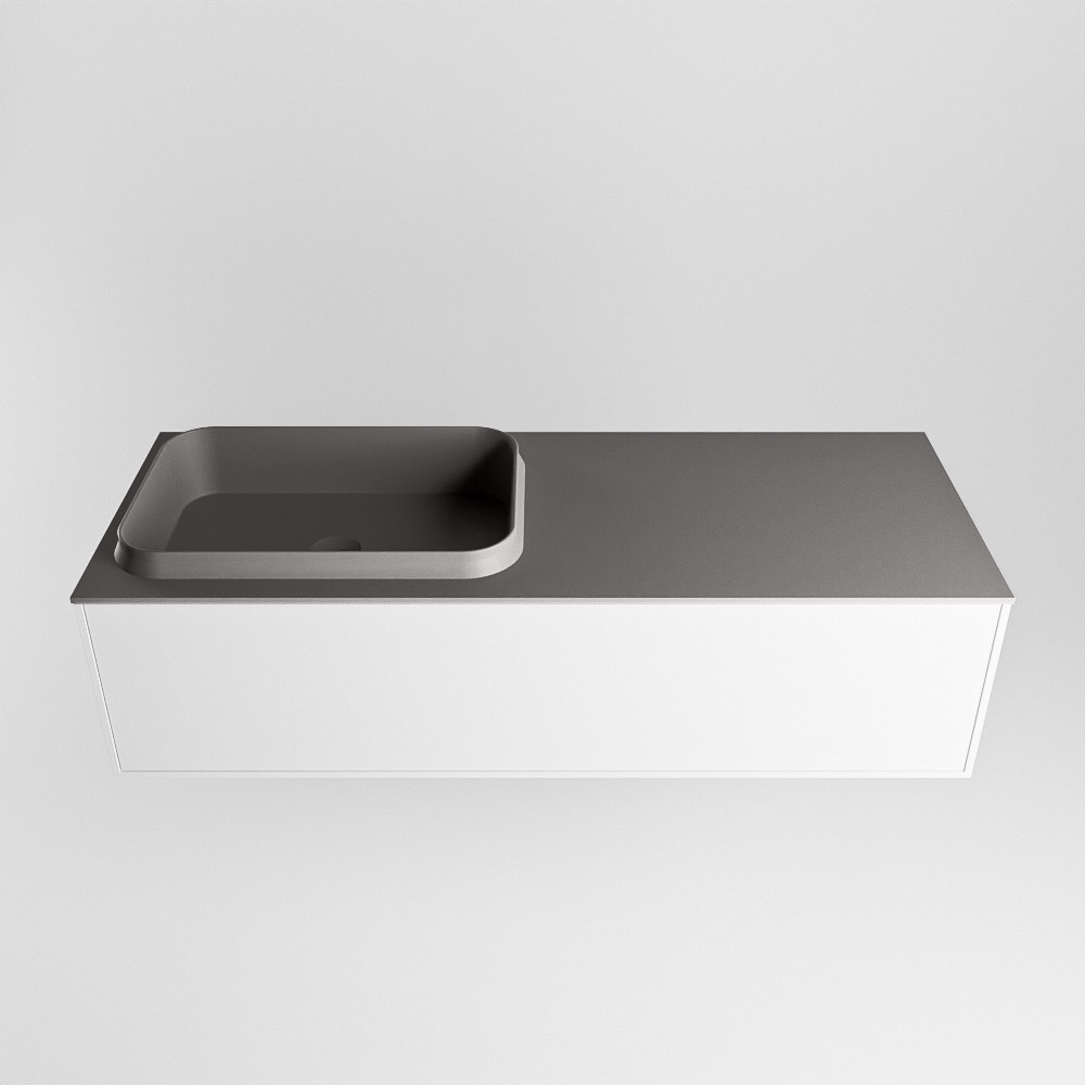 MONDIAZ ERIN 120cm mueble de baño color Talc 1 cajón. Lavabo RIDGE Izquierda sin orificio color Dark Grey. 5 MONDIAZ ERIN 120cm mueble de baño color Talc 1 cajón. Lavabo RIDGE Izquierda sin orificio color Dark Grey. - Imagen 5